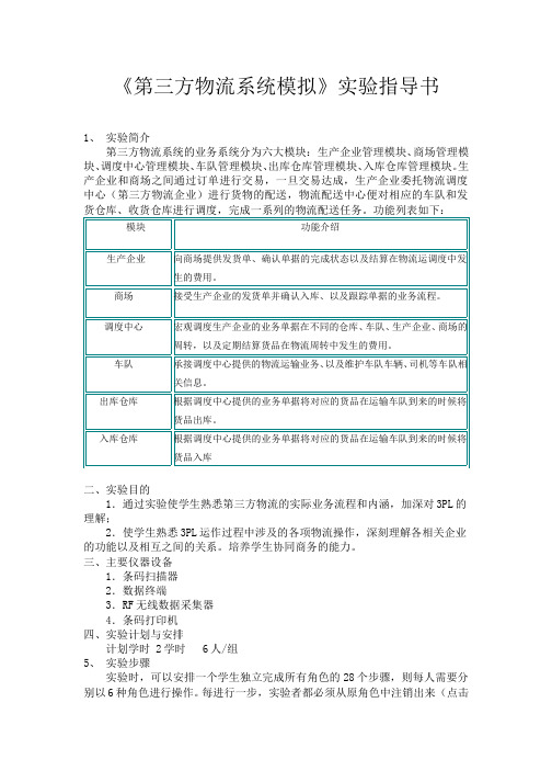 147-其他资源-实验2《第三方物流系统模拟》