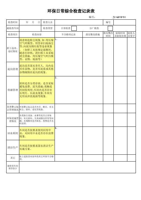 环保日常综合检查记录表