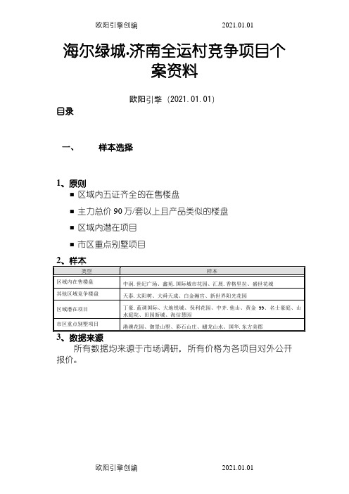 海尔绿城.济南全运村竞争项目个案资料之欧阳引擎创编