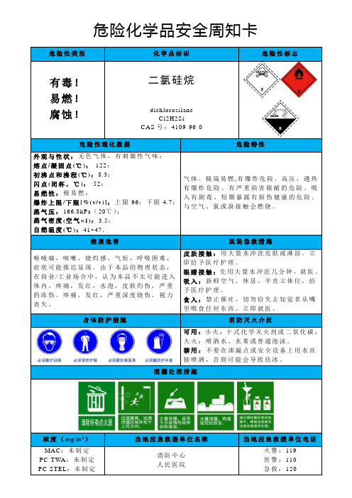 二氯硅烷-危险化学品安全周知卡