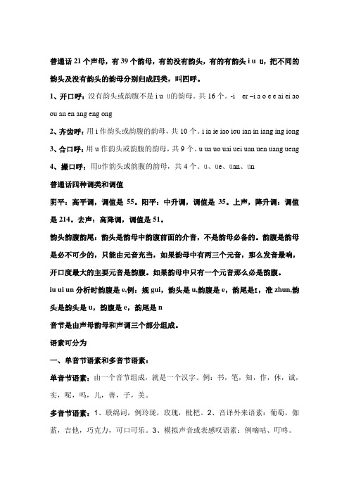 现代汉语复习资料