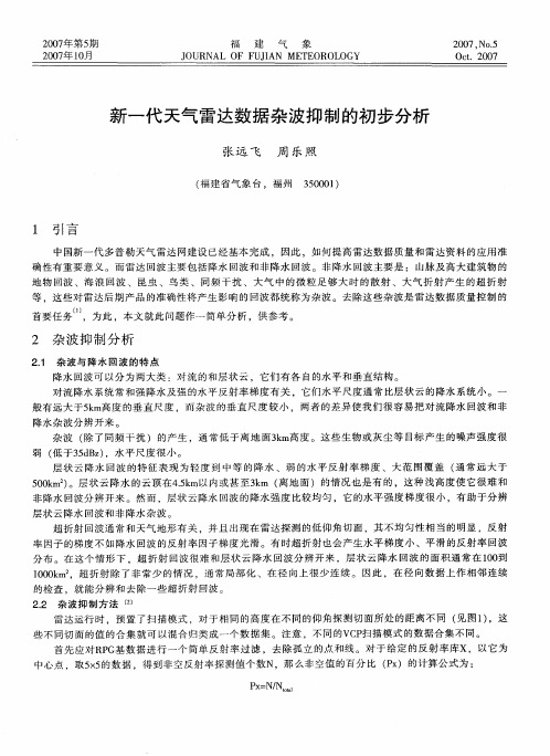 新一代天气雷达数据杂波抑制的初步分析