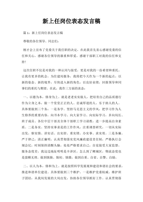 新上任岗位表态发言稿三篇