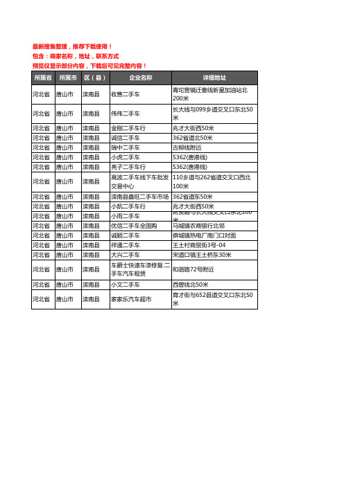 新版河北省唐山市滦南县二手车企业公司商家户名录单联系方式地址大全18家