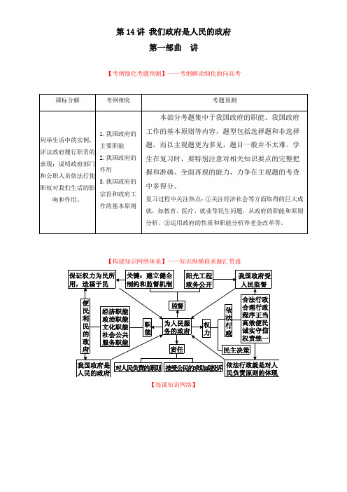 2018年高考政治一轮复习讲练测必修2专题14 我们政府是人民的政府讲学生版