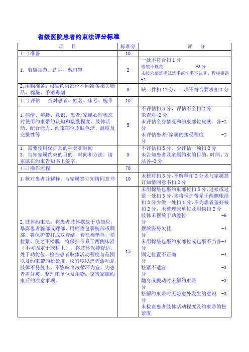 省级医院患者约束法评分标准