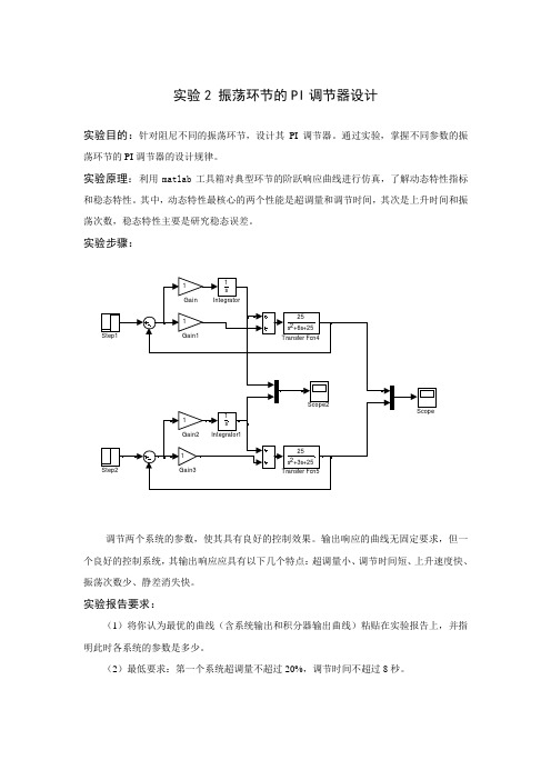 实验2 振荡环节的PI调节器的设计