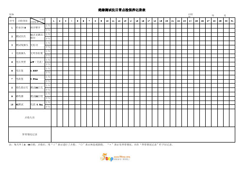 绝缘测试仪日常点检保养记录表