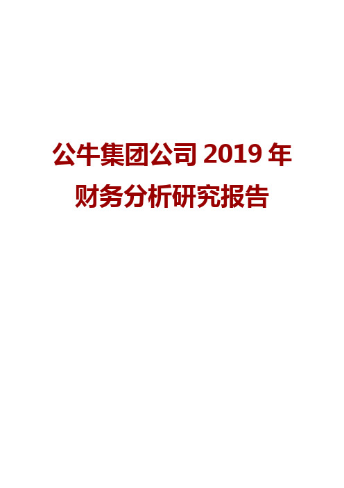 公牛集团公司2019年财务分析研究报告