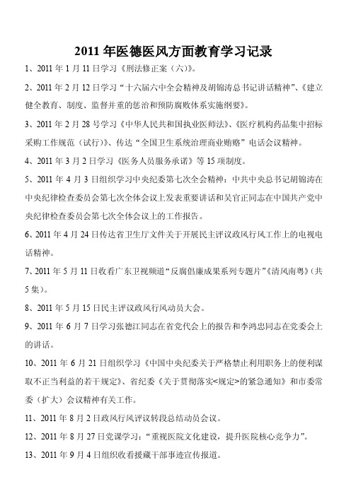 【最新公文】2016年医德医风方面教育学习记录