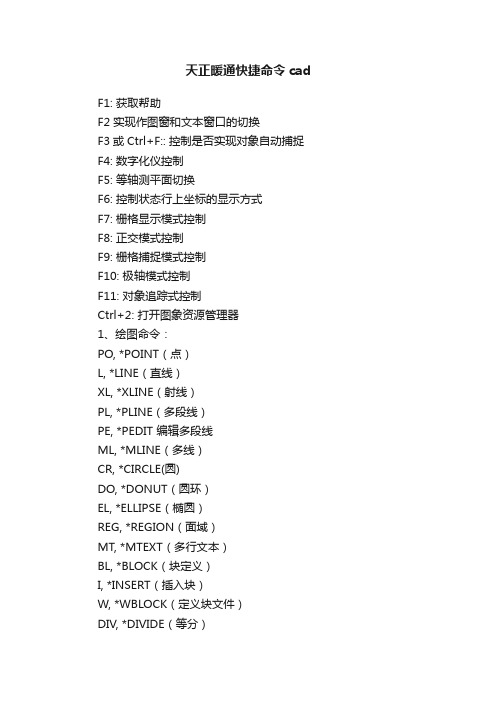 天正暖通快捷命令cad