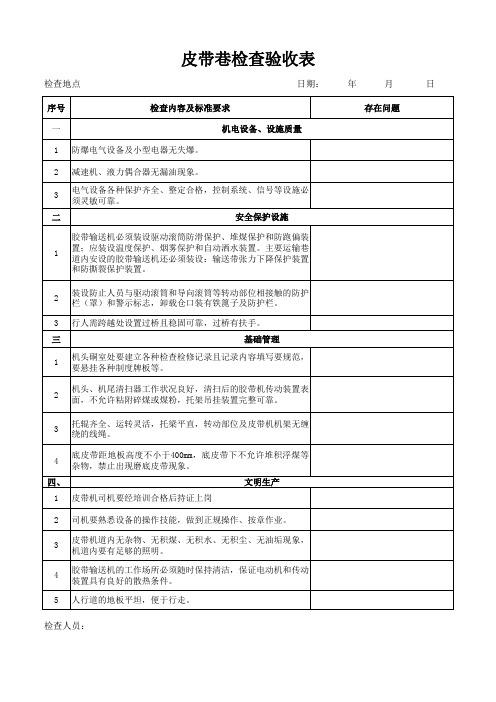 皮带机检查验收表