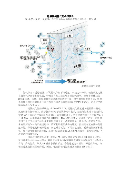 钯膜提纯氢气的机理简介