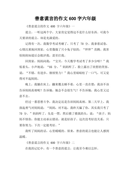 善意谎言的作文600字六年级