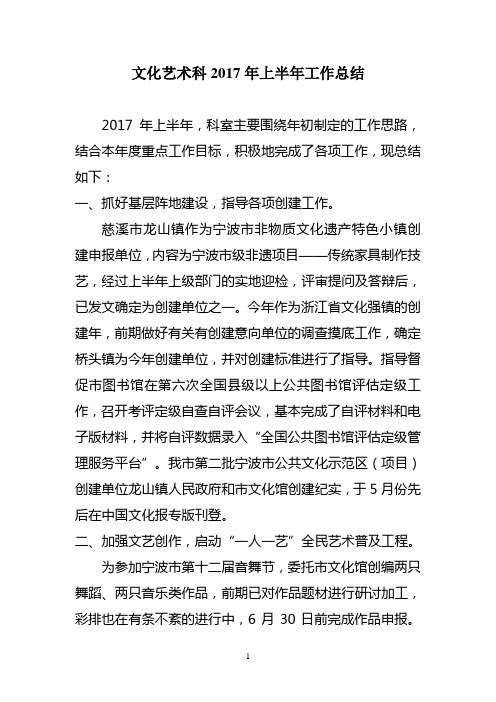 文化艺术科2017年上半年总结