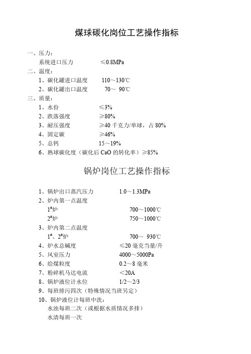 合成氨生产各岗位工艺操作指标