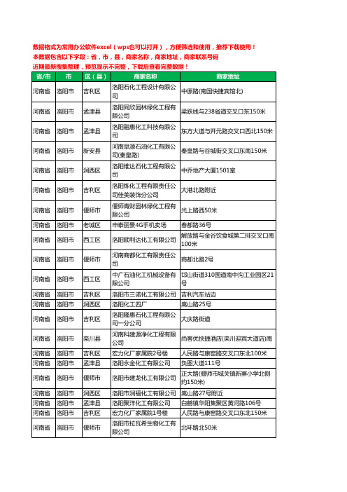 2020新版河南省洛阳市化工有限公司工商企业公司商家名录名单黄页联系电话号码地址大全153家