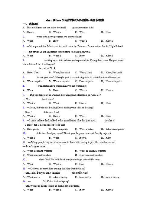 what和how引起的感叹句句型练习题带答案
