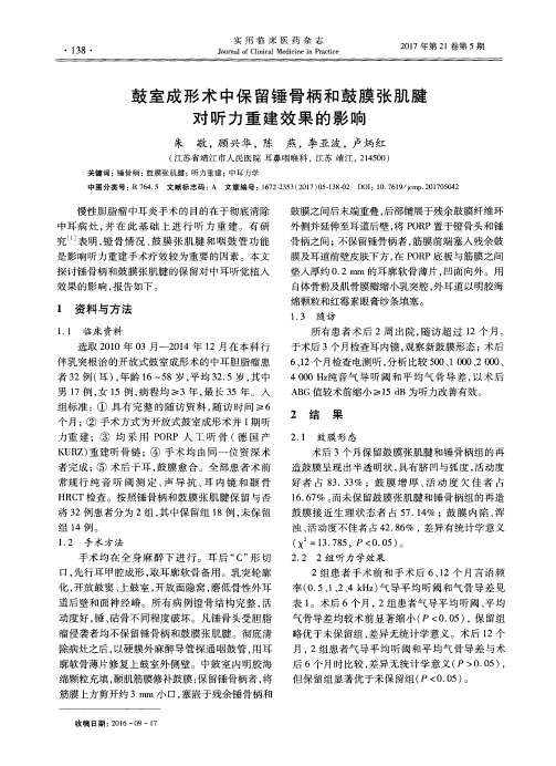 鼓室成形术中保留锤骨柄和鼓膜张肌腱对听力重建效果的影响