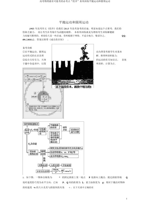 高考物理最有可能考的必考点“挖井”系列训练平抛运动和圆周运动