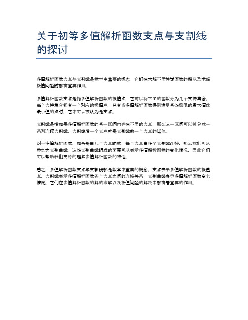 关于初等多值解析函数支点与支割线的探讨