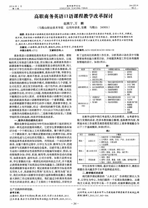 高职商务英语口语课程教学改革探讨