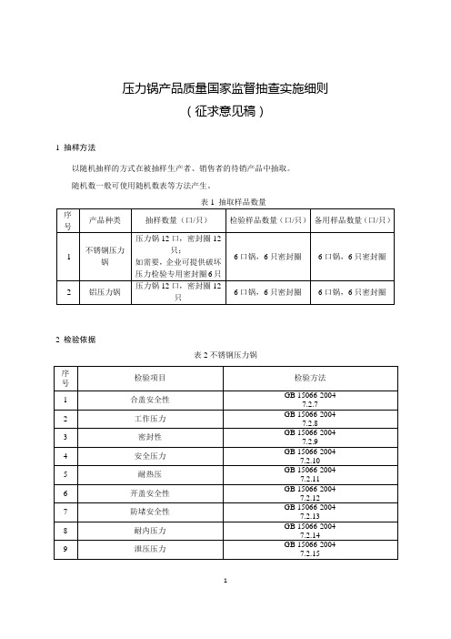 2020压力锅产品质量国家监督抽查实施细则