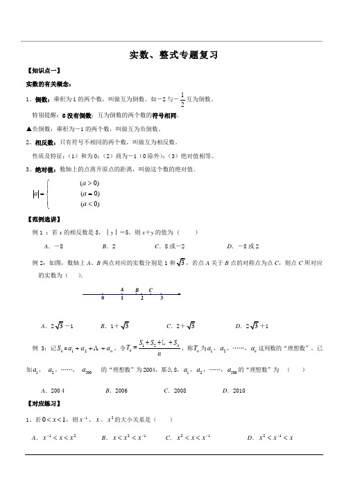 实数、整式专题复习