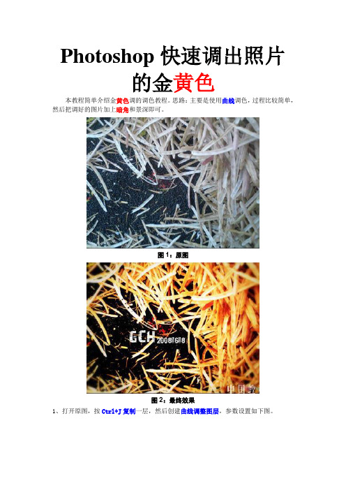Photoshop快速调出照片的金黄色