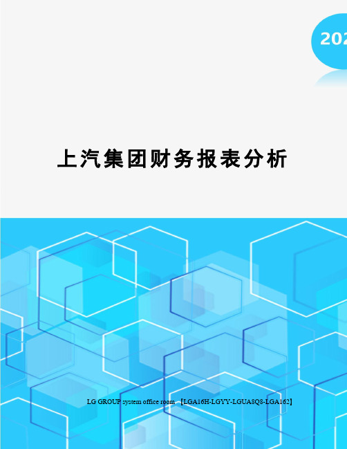 上汽集团财务报表分析