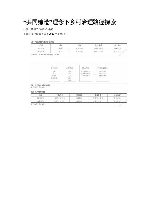 “共同缔造”理念下乡村治理路径探索