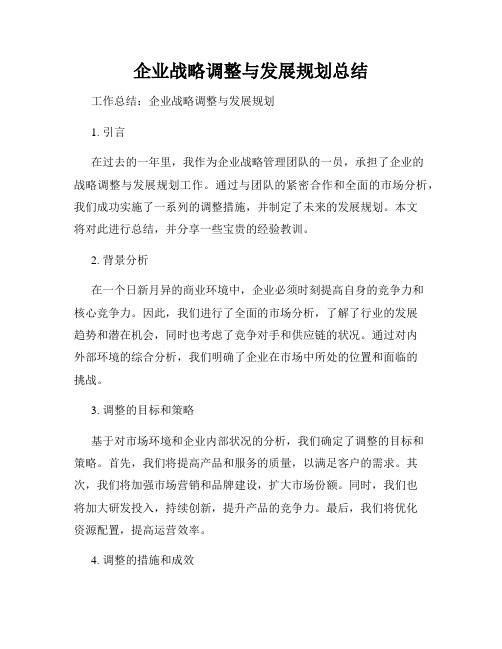 企业战略调整与发展规划总结