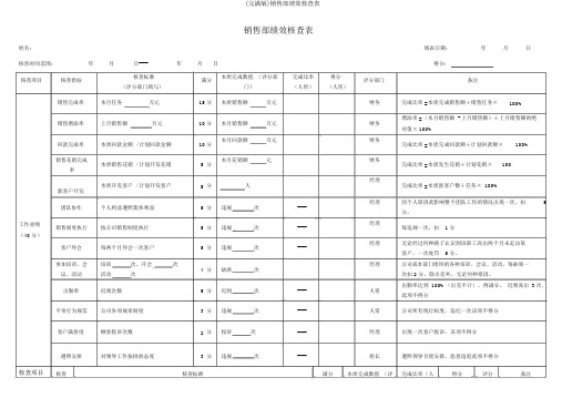 (完整版)销售部绩效考核表