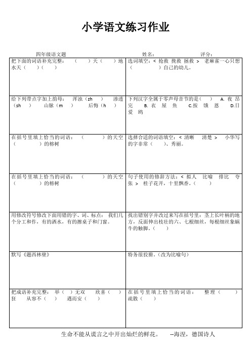 小学四年级语文每日一练IV (31)