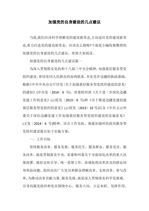 加强党的自身建设的几点建议