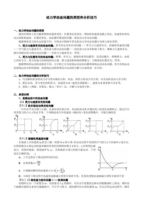 高中物理：动力学动态问题的类型和分析技巧