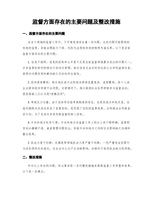 监督方面存在的主要问题及整改措施