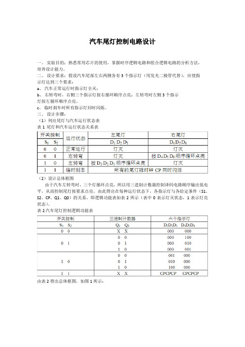 汽车尾灯控制系统