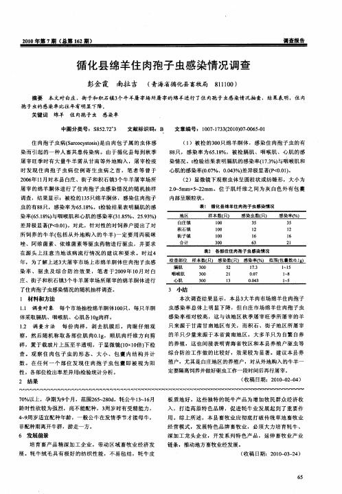 循化县绵羊住肉孢子虫感染情况调查