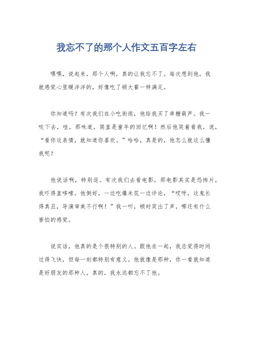 我忘不了的那个人作文五百字左右