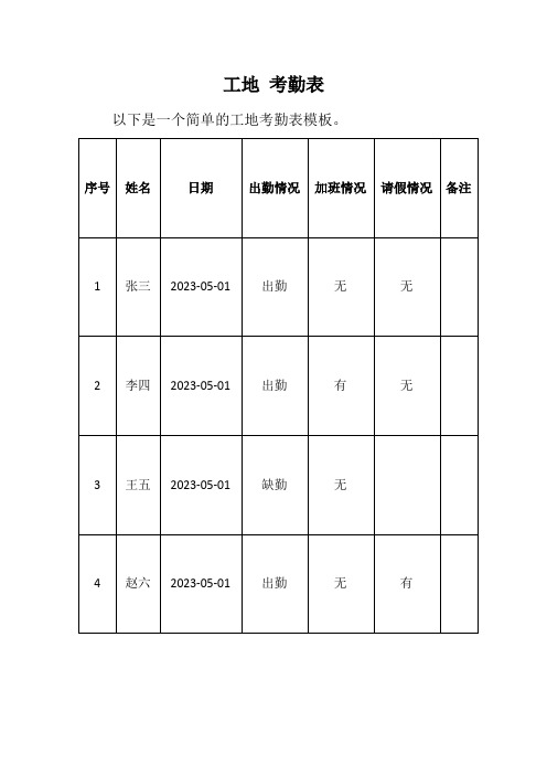 工地 考勤表