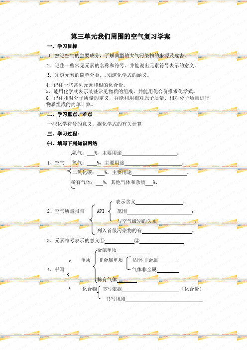 鲁教版化学-章节复习-第三单元我们周围的空气复习学案