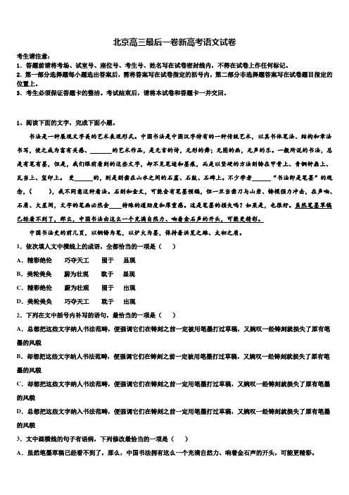 北京高三最后一卷新高考语文试卷及答案解析