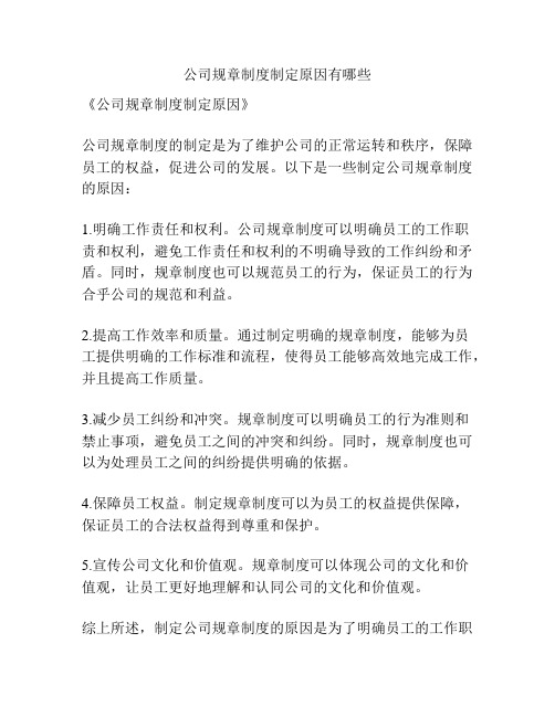 公司规章制度制定原因有哪些