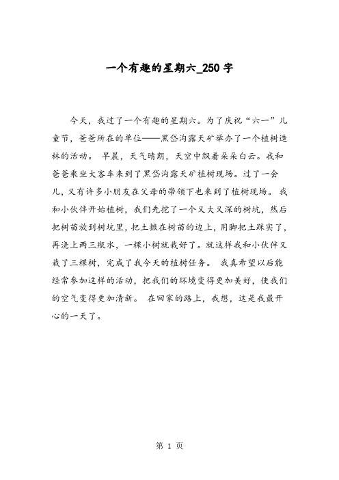 最新精品作文:一个有趣的星期六_250字作文
