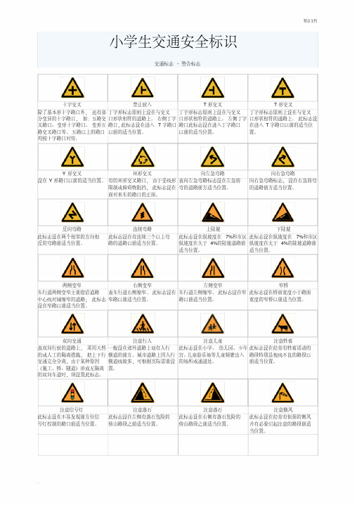 小学生交通标志交通安全标识完整版