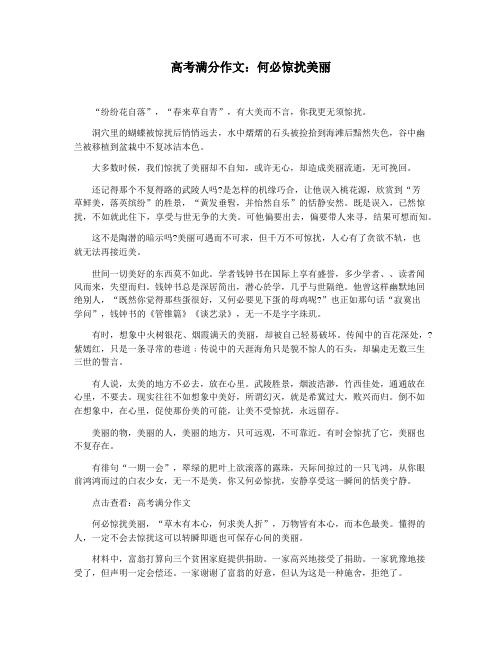 高考满分作文：何必惊扰美丽