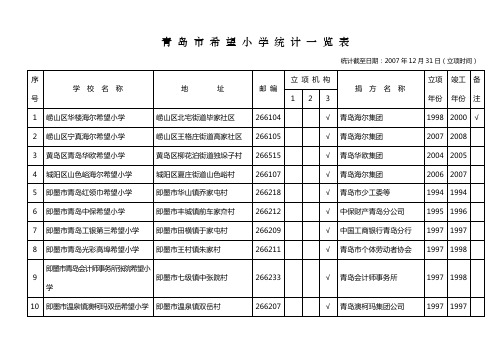 02青岛市希望小学统计一览表