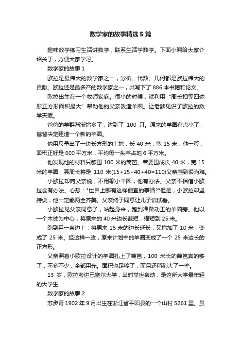 数学家的故事精选5篇