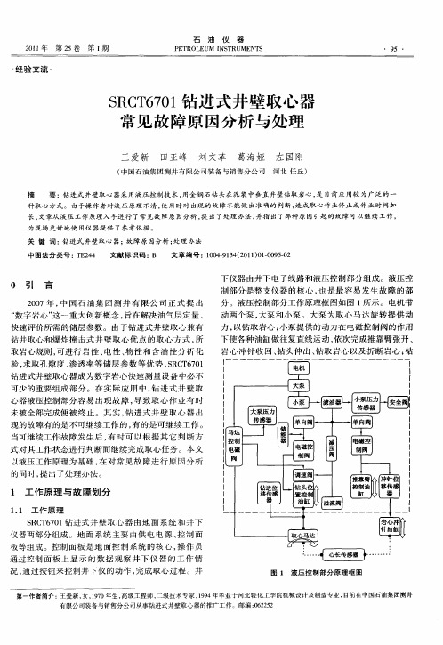 SRCT6701钻进式井壁取心器常见故障原因分析与处理